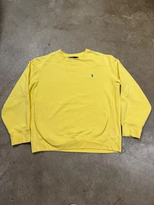 Vintage Y2K Polo Ralph Lauren Crew Neck Sweatshirt Herren Gr. XL Gelb Blau Pony - Bild 1 von 5