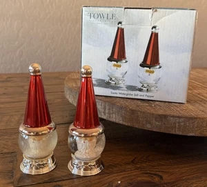Towle Plateros Sombrero de Santa Agua Nieve Globos Sal y Pimienta Coctelera con Caja *Leer - Imagen 1 de 10