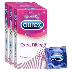 Durex Extra Ribbed Condoms for Men - 10 Count (Pack of 3) |Dotted and Dotted for - Picture 1 of 5