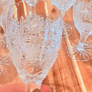 Bohemian Czech 41/2 Oz Kristall Weinglas 6er Set handgeschliffen Queen Lace Design 61/2" - Bild 1 von 11