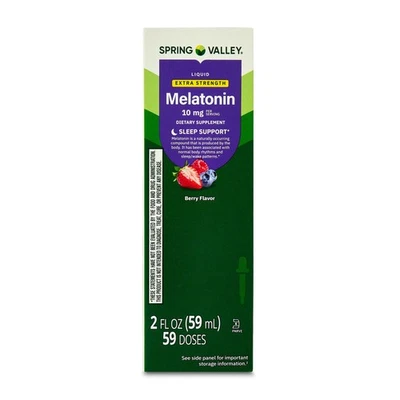 Spring Valley Extra Strength Liquid Melatonin, 10 mg, Berry, 2 fl oz (59 Doses) - Image 1 of 4