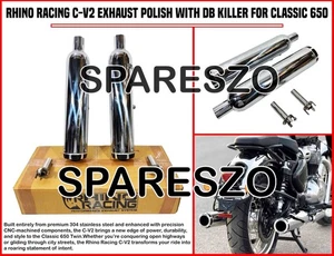 Rhino Racing C-V2 EXHAUST POLISH WITH DB KILLER FOR ROYAL ENFIELD CLASSIC 650 - Picture 1 of 24