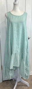 KAKTUS Sleeveless Midi Dress S Lagenlook Boho Summer high-low Ruffle Hem Pocket - Picture 1 of 15