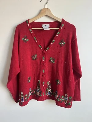 Cárdigan Suéter Cascanueces Vintage Diseño BP Navidad Mujer XL Rojo Años 90 Foto 1 de 4