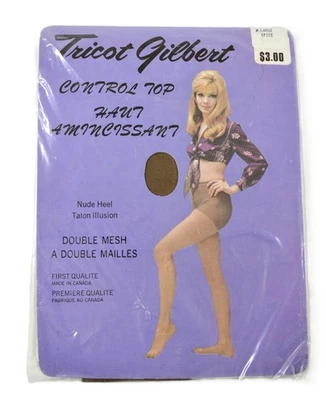 🔘Vintage Pantyhose w/MODEL Spice Color XLarge Size Tricot Gilbert Canada - Imagem 1 de 4