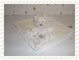 34 - flaches quadratisches Kuscheltier schlafender Hase blau weiß silber Kleid Gemo - Bild 1 von 4