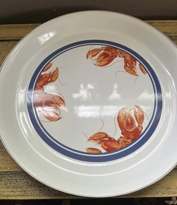 Vtg. Enamel Lobster Platter Bowl Golden Rabbit by Mary Lake Thompson Large New - Image 1 of 4