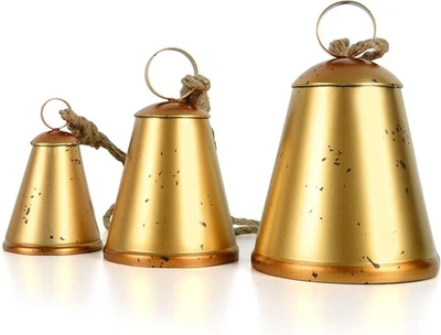 SHANGTIANFENG Christmas Cowbells, Golden Vintage Rustic Hanging Ornaments, Tree/Wreath/Door