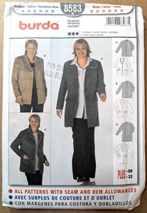 BURDA 8583 Sz 22-32 Misses Sports Jacket Blazer Semi Fitted Uncut - Picture 1 of 3