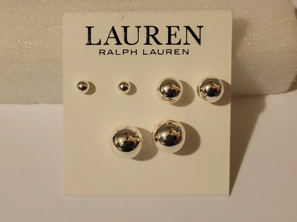 Pendientes trío bola metal (plata) de Ralp Lauren Foto 1 de 4