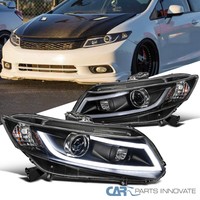 Honda Civic 12-15 FA FG Sedan Coupe LED DRL Projector Black Housing Headlights