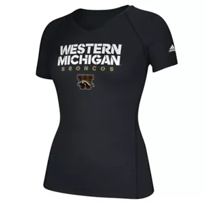 Western Michigan Broncos NCAA Adidas Women's Black Sideline Climalite T-Shirt - Picture 1 of 2