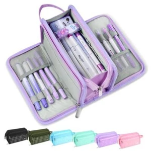 Large Pencil Case, Big Capacity Pencil Pouch Pen Bag with 3 Purple - Picture 1 of 8