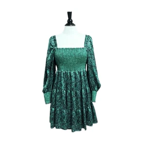Abito bohémien verde Alice + Olivia a più livelli taglia large NUOVO - Foto 1 di 11