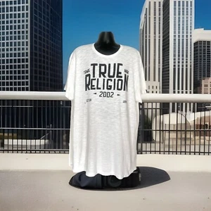 TRUE RELIGION LOGO TR SPELL OUT GRAPHIC T-SHIRT WHITE/BLACK MENS SIZE 3XL - Picture 1 of 6