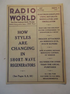 RADIO WORLD MAGAZINE SEPTEMBER 1, 1934 SHOT WAVE GENERATORS S-W SUPERS VINTAGE - Picture 1 of 2