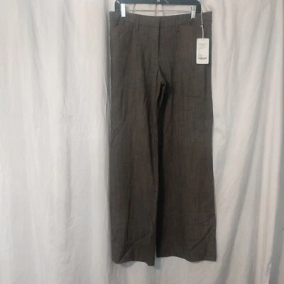 Pantalones de mujer W By Worth frente plano pierna ancha longitud completa mezcla lana/rayón marrón 8 Foto 1 de 4