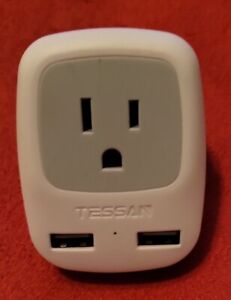 France Travel Power Adapter TESSAN Schuko European Plug w/ 2 USB USA to Germany 