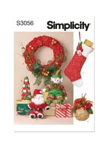 SIMPLICITY Schnittmuster 3056 Chistmas Holiday Kissing Ball, Elfe, Weihnachtsmann Puppe, Baum - Bild 1 von 6