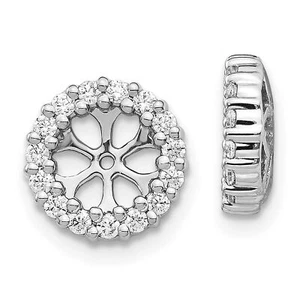 14k White Gold .48ct Diamond Fancy Halo Earring Jackets UpTo 5.65mm Studs - Picture 1 of 6
