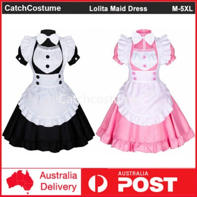 Japanese Anime Lolita Maid Dress Sweet Cute Women Girls Waitress Cosplay Costume - Image 1 of 4