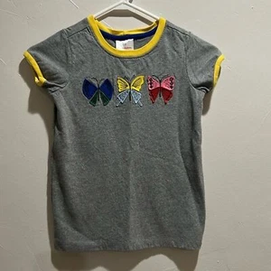 Hanna Andersson Gray Shirt Sleeve Shirt Butterflies Size US 8 or 130cm - Picture 1 of 13