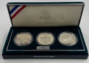 1994 US Veterans Three Coin Silver Dollar Proof Set w/Box & COA - Picture 1 of 6