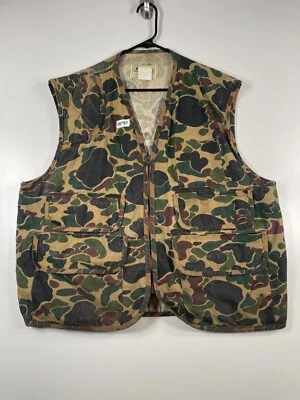 Vtg American Field Mens Game Fowl Duck Camo Shooting Hunting Vest Brown Sz XL - Image 1 of 4