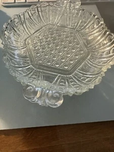 Porta caramelle vintage in vetro trasparente con manici nido d'ape 7" set di 2 - Foto 1 di 5