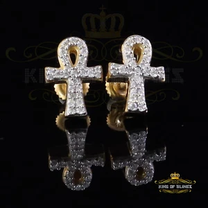 Pendiente de plata amarilla 925 0,25 quilates VVS 'D' Moissanite Ankh para hombre/mujer - Imagen 1 de 12
