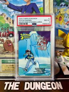 PSA 8 Topps Pokemon the Movie 2000 Ash and Slowking Sticker Card 1/10