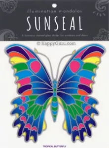 “Tropical Butterfly” Sunlight Sunseal Window Sticker Decal Stain Glass Effect - Picture 1 of 2
