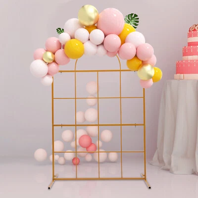Garden Wedding Arch Backdrop Stand Balloon Flower Decor Rack DIY Design Gold - Image 1 of 4