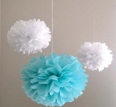 12x tissue paper pom poms flowers wedding party events baby shower decoration - Image 1 of 4