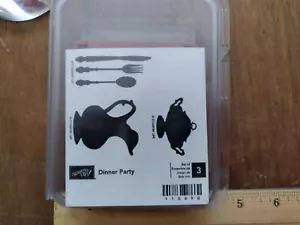 NEW, Stampin' Up! "Dinner Party" rare set of 3 silverware themed wooden stamps - Bild 1 von 2