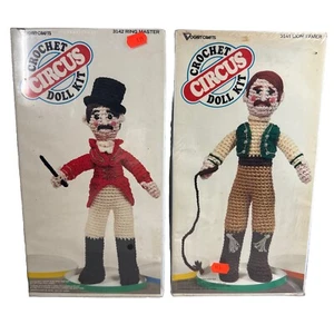Vogart Crafts Circus Crochet Doll Kit TWO LOT #3142 Ring Master #3141 Lion Tamer - Picture 1 of 15