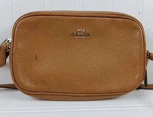 Coach Pebbled Leather F30259 Crossbody Shoulder Handbag Purse Brown - Picture 1 of 10