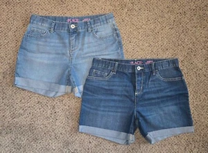 The Children's Place Girls Shortie Jean Denim Shorts Size 14 Lot of 2 - Picture 1 of 9