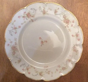 Haviland Limoge France Floral Pink Rose Scalloped Gold Edge 10 1/4" Dinner Plate - Picture 1 of 5