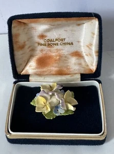 Vintage Coalport Bone China Yellow Blue Purple Flower Cluster Brooch - Picture 1 of 4