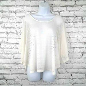 Decree Womens Top Medium Ivory 3/4 Sleeve Cold Shoulder Blouse Flowy Boho - Picture 1 of 7