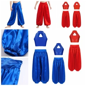 Kids Girls Vest With Trousers Baggy Dress Up Palazzo Trousers Outfit Arabian - Picture 1 of 37