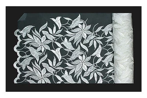 Lily 49.5" Floral Embroidered Organza Fabric Blue Pink Lavender Ivory White - Picture 1 of 6