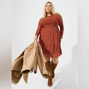 Vestido de malla tórrida floral con volantes talla grande 3X nuevo con etiquetas mangas transparentes delicado boho - Imagen 1 de 10