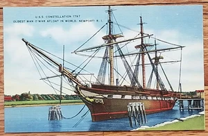 Postal USS Constellation Newport Rhode Island RI 1930 Berger Brothers sin usar - Imagen 1 de 1