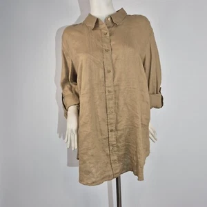 Polo Ralph Lauren Women's Linen Shirt Size 2X khaki Linen Button Down (50) - Picture 1 of 12
