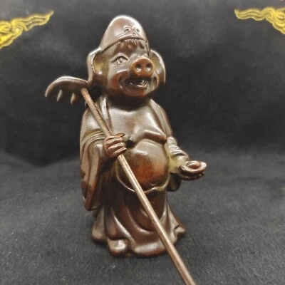 Decoraciones antiguas chinas de estatua de cerdo de viaje al oeste Foto 1 de 4