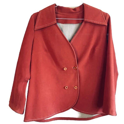 Gamuza sintética roja vintage hecha a mano para mujer sin etiquetas, 20" x 24", cosida en la parte superior Foto 1 de 4