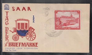 SAAR EL SAARLAND de hermosa portada FDC 1954 - Exposición día de estampillas - Imagen 1 de 1