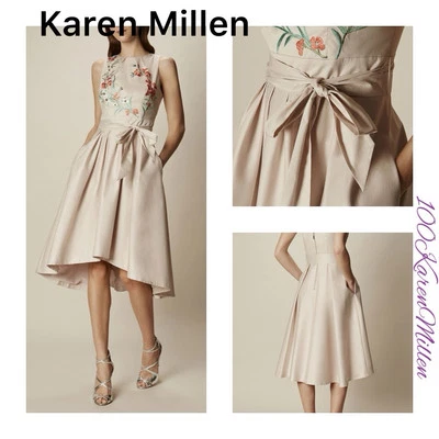 Karen Millen UK12 EU40 US8 Pale Pink Embroidered Full Skirt Fit Flare Dress - Image 1 of 4